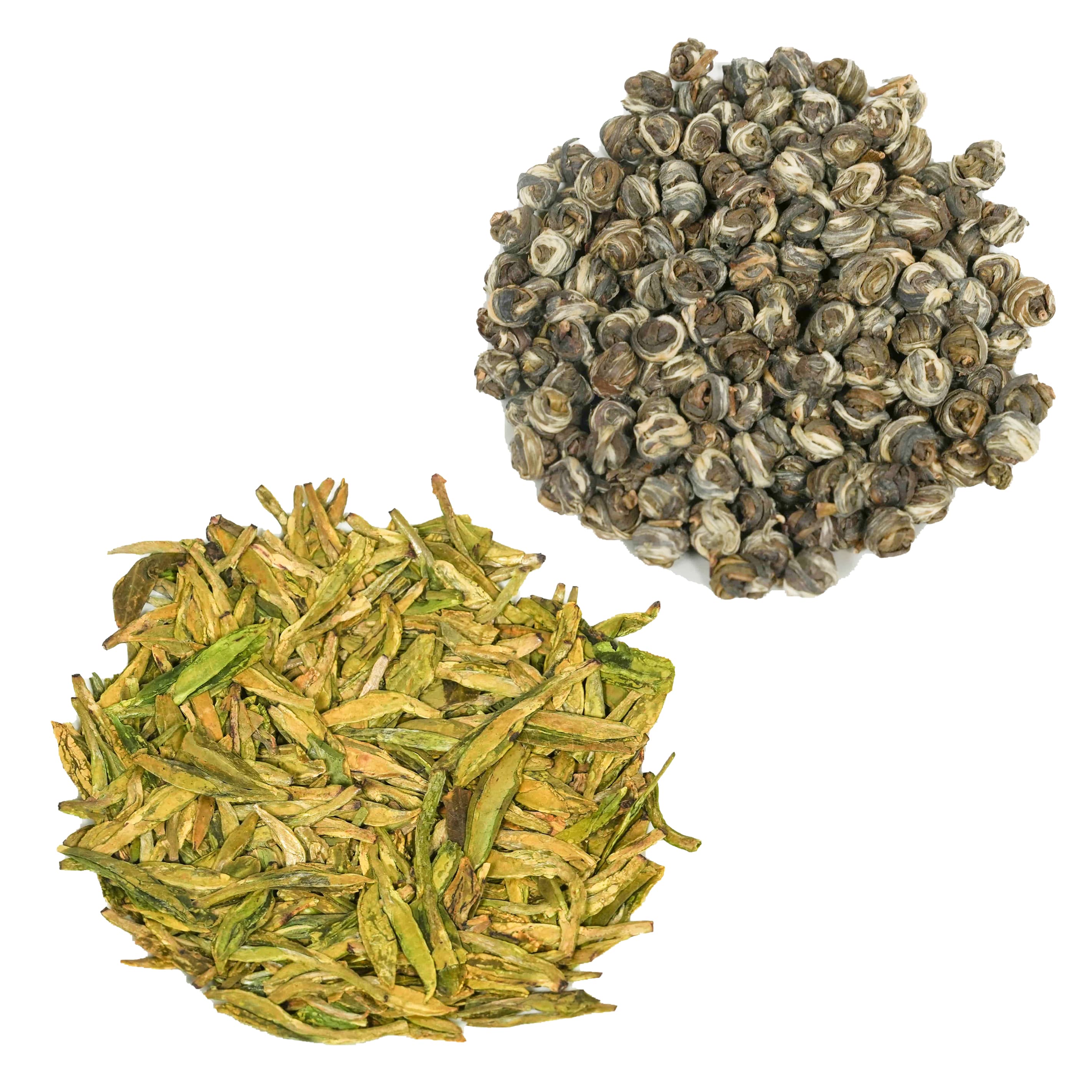 Green Tea Sample Longjing and Award Jasmine Pearls